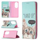 For Huawei P50 Pro Colored Drawing Pattern Invisible Magnetic Horizontal Flip PU Leather Case with Holder & Card Slots & Wallet(Cat) - 1