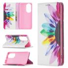 For Huawei P50 Colored Drawing Pattern Invisible Magnetic Horizontal Flip PU Leather Case with Holder & Card Slots & Wallet(Sun Flower) - 1