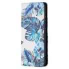 For Huawei P50 Colored Drawing Pattern Invisible Magnetic Horizontal Flip PU Leather Case with Holder & Card Slots & Wallet(Blue Leaves) - 2