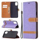 For LG K42 Color Matching Denim Texture Horizontal Flip Leather Case with Holder & Card Slots & Wallet & Lanyard(Purple) - 1