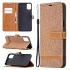 For LG K42 Color Matching Denim Texture Horizontal Flip Leather Case with Holder & Card Slots & Wallet & Lanyard(Brown) - 1