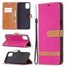 For LG K42 Color Matching Denim Texture Horizontal Flip Leather Case with Holder & Card Slots & Wallet & Lanyard(Rose Red) - 1