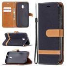 For Nokia C1 Plus Color Matching Denim Texture Horizontal Flip Leather Case with Holder & Card Slots & Wallet & Lanyard(Black) - 1