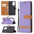 For Xiaomi Redmi Note 10 Pro Color Matching Denim Texture Horizontal Flip Leather Case with Holder & Card Slots & Wallet & Lanyard(Purple) - 1