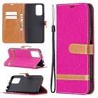 For Xiaomi Redmi Note 10 Pro Color Matching Denim Texture Horizontal Flip Leather Case with Holder & Card Slots & Wallet & Lanyard(Rose Red) - 1