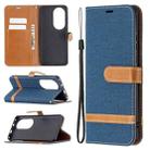 For Huawei P50 Pro Color Matching Denim Texture Horizontal Flip Leather Case with Holder & Card Slots & Wallet & Lanyard(Dark Blue) - 1