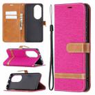 For Huawei P50 Pro Color Matching Denim Texture Horizontal Flip Leather Case with Holder & Card Slots & Wallet & Lanyard(Rose Red) - 1