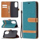 For Huawei P50 Color Matching Denim Texture Horizontal Flip Leather Case with Holder & Card Slots & Wallet & Lanyard(Green) - 1