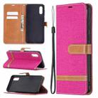 For Samsung Galaxy A02 Color Matching Denim Texture Horizontal Flip Leather Case with Holder & Card Slots & Wallet & Lanyard(Rose Red) - 1