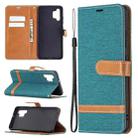 For Samsung Galaxy A32 4G Color Matching Denim Texture Horizontal Flip Leather Case with Holder & Card Slots & Wallet & Lanyard(Green) - 1