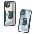 For iPhone 12 mini Clear TPE + PC + TPU Magnetic Shockproof Case with Ultra-thin Ring Holder(Dark Green) - 1