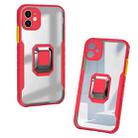 For iPhone 12 Pro Clear TPE + PC + TPU Magnetic Shockproof Case with Ultra-thin Ring Holder(Red) - 1
