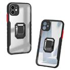 For iPhone 11 Pro Max Clear TPE + PC + TPU Magnetic Shockproof Case with Ultra-thin Ring Holder(Black) - 1