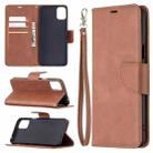 For LG K42 Retro Lambskin Texture Pure Color Horizontal Flip PU Leather Case with Holder & Card Slots & Wallet & Lanyard(Brown) - 1