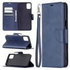 For LG K42 Retro Lambskin Texture Pure Color Horizontal Flip PU Leather Case with Holder & Card Slots & Wallet & Lanyard(Blue) - 1