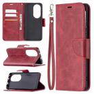 For Huawei P50 Pro Retro Lambskin Texture Pure Color Horizontal Flip PU Leather Case with Holder & Card Slots & Wallet & Lanyard(Red) - 1