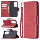 For Huawei P50 Retro Lambskin Texture Pure Color Horizontal Flip PU Leather Case with Holder & Card Slots & Wallet & Lanyard(Red) - 1