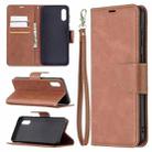For Samsung Galaxy A02 Retro Lambskin Texture Pure Color Horizontal Flip PU Leather Case with Holder & Card Slots & Wallet & Lanyard(Brown) - 1
