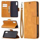 For Samsung Galaxy A02 Retro Lambskin Texture Pure Color Horizontal Flip PU Leather Case with Holder & Card Slots & Wallet & Lanyard(Yellow) - 1