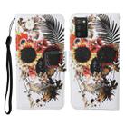 For Samsung Galaxy A02s (EU Version) Colored Drawing Pattern Horizontal Flip Leather Case with Holder & Card Slots & Wallet & Lanyard(Flower Skull) - 1