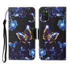 For Samsung Galaxy A02s (EU Version) Colored Drawing Pattern Horizontal Flip Leather Case with Holder & Card Slots & Wallet & Lanyard(Moon Butterfly) - 1