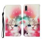 For Samsung Galaxy A10 / M10 Colored Drawing Pattern Horizontal Flip Leather Case with Holder & Card Slots & Wallet & Lanyard(Squint Cat) - 1