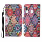 For Samsung Galaxy A20 / A30 Colored Drawing Pattern Horizontal Flip Leather Case with Holder & Card Slots & Wallet & Lanyard(Rhombus Totem) - 1