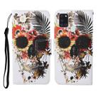 For Samsung Galaxy A21s Colored Drawing Pattern Horizontal Flip Leather Case with Holder & Card Slots & Wallet & Lanyard(Flower Skull) - 1