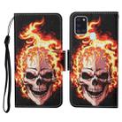 For Samsung Galaxy A21s Colored Drawing Pattern Horizontal Flip Leather Case with Holder & Card Slots & Wallet & Lanyard(Flame Skull) - 1