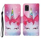 For Samsung Galaxy A21s Colored Drawing Pattern Horizontal Flip Leather Case with Holder & Card Slots & Wallet & Lanyard(Eyelash Unicorn) - 1