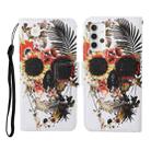 For Samsung Galaxy A32 5G Colored Drawing Pattern Horizontal Flip Leather Case with Holder & Card Slots & Wallet & Lanyard(Flower Skull) - 1