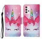 For Samsung Galaxy A32 5G Colored Drawing Pattern Horizontal Flip Leather Case with Holder & Card Slots & Wallet & Lanyard(Eyelash Unicorn) - 1