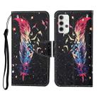 For Samsung Galaxy A32 5G Colored Drawing Pattern Horizontal Flip Leather Case with Holder & Card Slots & Wallet & Lanyard(Feather) - 1