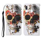 For Samsung Galaxy A40 Colored Drawing Pattern Horizontal Flip Leather Case with Holder & Card Slots & Wallet & Lanyard(Flower Skull) - 1