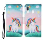 For Samsung Galaxy A40 Colored Drawing Pattern Horizontal Flip Leather Case with Holder & Card Slots & Wallet & Lanyard(Rainbow Unicorn) - 1