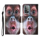 For Samsung Galaxy A52 5G / 4G Colored Drawing Pattern Horizontal Flip Leather Case with Holder & Card Slots & Wallet & Lanyard(Orangutan) - 1