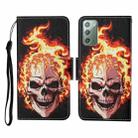 For Samsung Galaxy Note20 Colored Drawing Pattern Horizontal Flip Leather Case with Holder & Card Slots & Wallet & Lanyard(Flame Skull) - 1