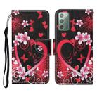For Samsung Galaxy Note20 Colored Drawing Pattern Horizontal Flip Leather Case with Holder & Card Slots & Wallet & Lanyard(Red Heart) - 1