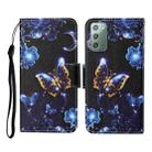 For Samsung Galaxy Note20 Colored Drawing Pattern Horizontal Flip Leather Case with Holder & Card Slots & Wallet & Lanyard(Moon Butterfly) - 1