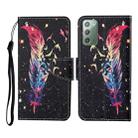 For Samsung Galaxy Note20 Colored Drawing Pattern Horizontal Flip Leather Case with Holder & Card Slots & Wallet & Lanyard(Feather) - 1