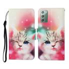 For Samsung Galaxy Note20 Colored Drawing Pattern Horizontal Flip Leather Case with Holder & Card Slots & Wallet & Lanyard(Squint Cat) - 1