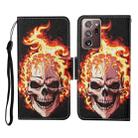 For Samsung Galaxy Note20 Ultra Colored Drawing Pattern Horizontal Flip Leather Case with Holder & Card Slots & Wallet & Lanyard(Flame Skull) - 1