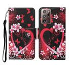 For Samsung Galaxy Note20 Ultra Colored Drawing Pattern Horizontal Flip Leather Case with Holder & Card Slots & Wallet & Lanyard(Red Heart) - 1