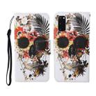 For Samsung Galaxy S20 Colored Drawing Pattern Horizontal Flip Leather Case with Holder & Card Slots & Wallet & Lanyard(Flower Skull) - 1