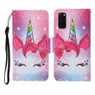 For Samsung Galaxy S20 Colored Drawing Pattern Horizontal Flip Leather Case with Holder & Card Slots & Wallet & Lanyard(Eyelash Unicorn) - 1