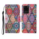 For Samsung Galaxy S20 Ultra Colored Drawing Pattern Horizontal Flip Leather Case with Holder & Card Slots & Wallet & Lanyard(Rhombus Totem) - 1