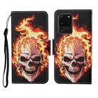 For Samsung Galaxy S20 Ultra Colored Drawing Pattern Horizontal Flip Leather Case with Holder & Card Slots & Wallet & Lanyard(Flame Skull) - 1