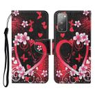 For Samsung Galaxy S20 FE Colored Drawing Pattern Horizontal Flip Leather Case with Holder & Card Slots & Wallet & Lanyard(Red Heart) - 1