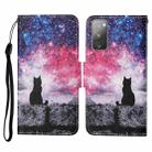 For Samsung Galaxy S20 FE Colored Drawing Pattern Horizontal Flip Leather Case with Holder & Card Slots & Wallet & Lanyard(Starry Cat) - 1