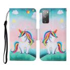 For Samsung Galaxy S20 FE Colored Drawing Pattern Horizontal Flip Leather Case with Holder & Card Slots & Wallet & Lanyard(Rainbow Unicorn) - 1